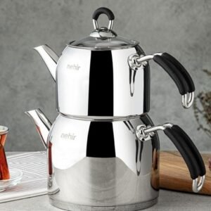 Nehir 29006 Maxi Modern Çelik Çaydanlık Takımı Gri