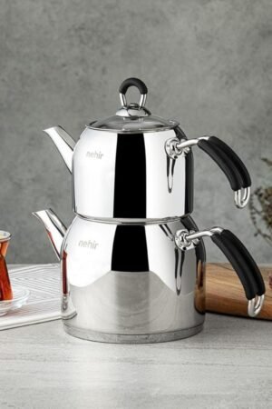 Nehir 29006 Maxi Modern Çelik Çaydanlık Takımı Gri