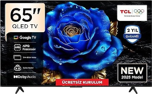 TCL 65T61C 65″ 165 Ekran Uydu Alıcılı 4K Ultra HD Google Smart QLED TV